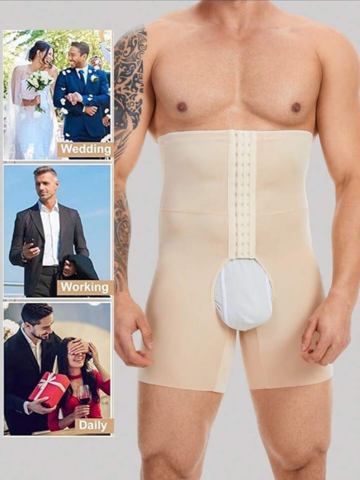 Men's High-Waist Compression Shapewear Shorts – Tummy Control & Butt Lift Body Shaper